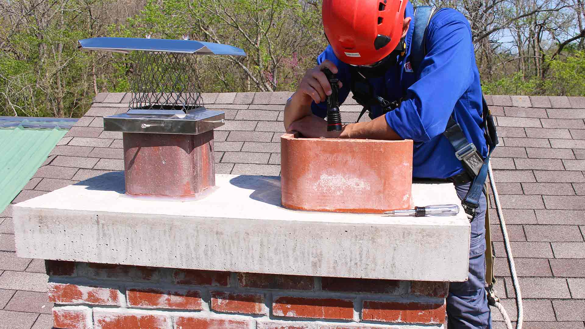 Chimney liner services in Minnesota — camera inspection of an interior clay tile flue liner